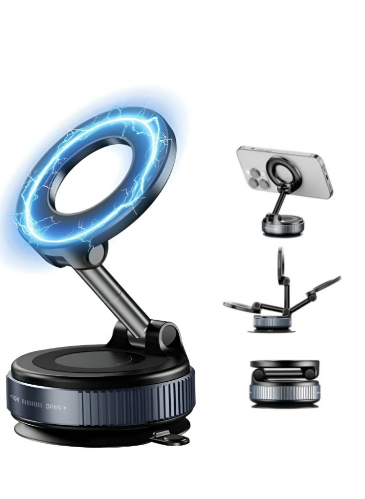 حامل هاتف سيارة لـ MagSafe قوي بمغناطيس 3600 غرام-قوة وذراع معدني دوار 360 درجة لسلسلة iPhone 17/16/15 وحامل هاتف سيارة عالمي لأندرويد - Image 1